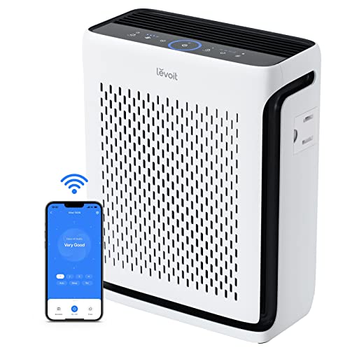 LEVOIT Air Purifier for Home Pets Bedroom Washable Pre-Filter | Quiet HEPA Sleep Mode for Pets, Allergens, Pollen, Smoke, Smart Monitor, AHAM VERIFIDE, Up to 1073Ft², Vital 100S-P, White