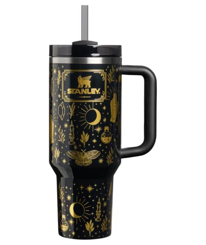 STANLEY Halloween Quencher H2.0 Flow State Tumbler, 40 oz, Black Magic | Handle and Straw | 3-Position Lid | Cup Holder Compatible for Travel | Insulated Stainless Steel Cup | BPA-Free