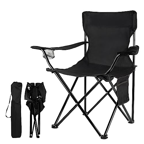 Damei century Folding Camping Chairs, for Beach, Lawn, Yard, Black | Lightweight, No Assembly,Portable,Save Space