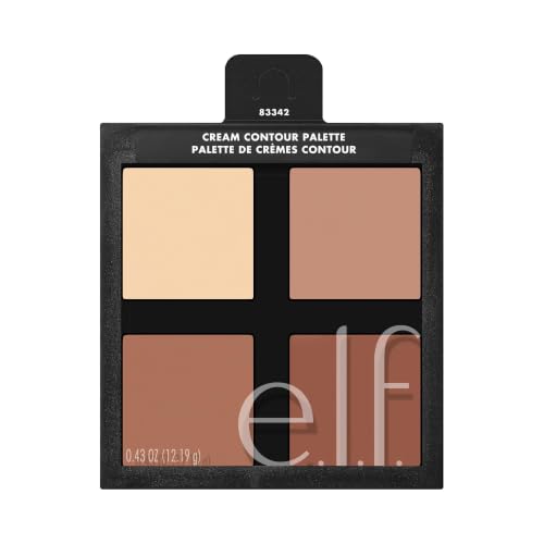 e.l.f. Cream Contour Palette, 4 Shades, Easy to Apply, Blendable, Buildable, Highlights, Contours, Sculpts, Sharpens, Bronzes, Compact, All-Day Wear, Travel-Friendly, 0.43 Oz