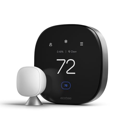 ecobee Smart Thermostat Premium - WiFi, Siri & Alexa Built-In, Smart Sensor | Air Quality Monitor. Works with Alexa, Siri and Google Home. Live view from your ecobee Doorbell. Energy Saving thermostat