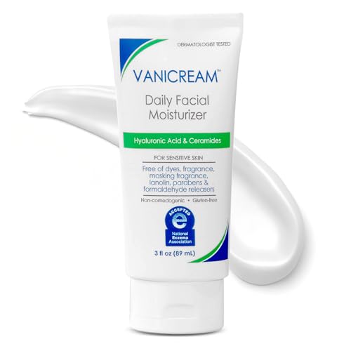 Vanicream Daily Facial Moisturizer, Face Cream with 5 Key Cermides & Hyaluronic Acid, 3 Fl Oz, Formulated Without Common Irritants for Sensitive Skin, Lightweight, Non-Greasy Hydration