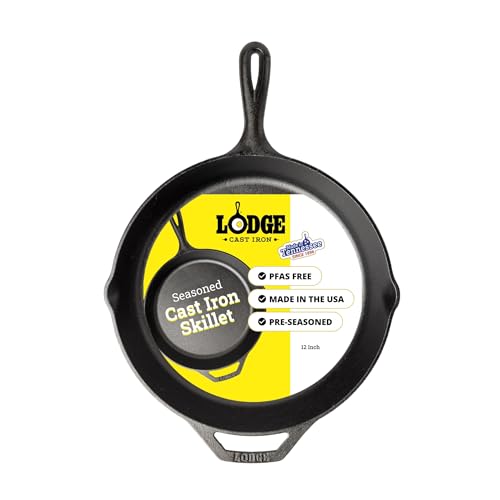 Lodge Pre-Seasoned Cast Iron Skillet, PFAS-Free, 12 Inches