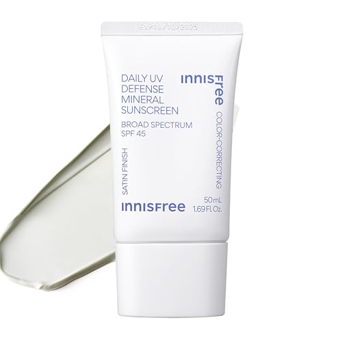 innisfree Daily Mineral UV Defense SPF 45 Korean Sunscreen | Redness Color-Correcting Korean Sunscreen with Zinc Oxide | Gentle, Hydrating and Lightweight | Available in 2 Pack