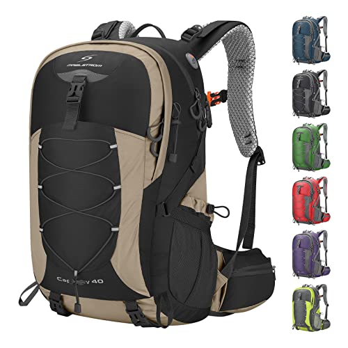 Maelstrom 40L Hiking Backpack, Lightweight Camping Daypack with Rain Cover | Water-Resistant Rip-Stop Nylon, Wet/Dry Separation, Multi-Pockets, Survival Whistle. Ideal For Men, Women, Travel, Trekking