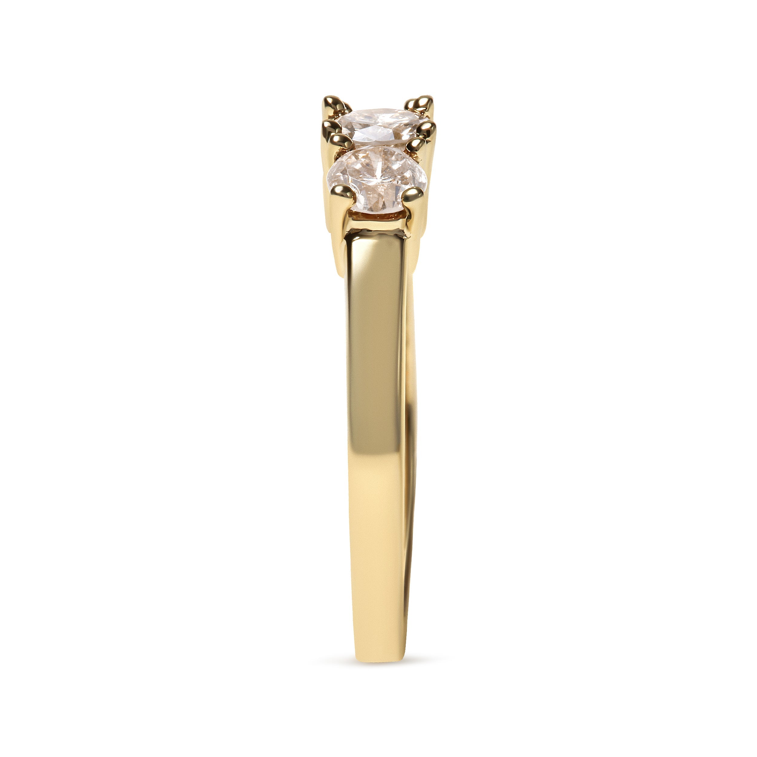 10K Yellow Gold 1.00 Cttw Champagne Diamond 3-Stone Band Ring (J-K Color, I1-I2 Clarity) - Size 7
