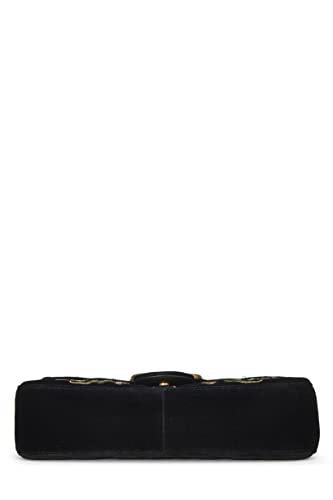 Gucci, Pre-Loved Black Velvet Marmont 'Loved' Shoulder Bag, Black