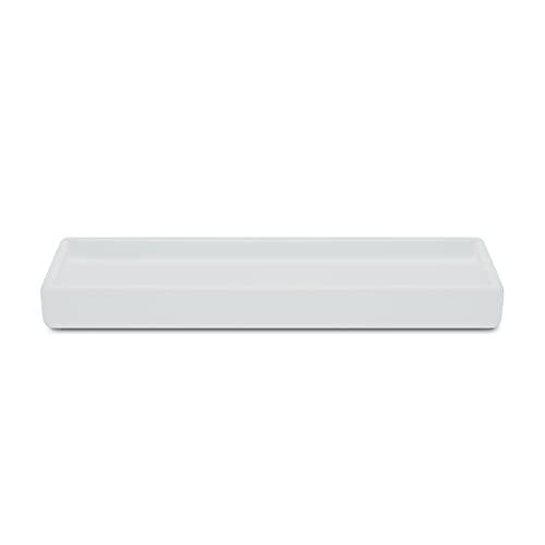 Simple Solid Jewelry Dish Vanity Tray by Lila Mae - Ceramic Jewelry Dish, Trinket Dish, Perfume Tray, Vanity Organizer or Small Bathroom Tray (Light Grey)