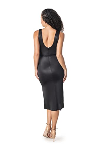 Dress the Population Women's Karlie Satin Jersey Midi Dress, Black, XX-Small