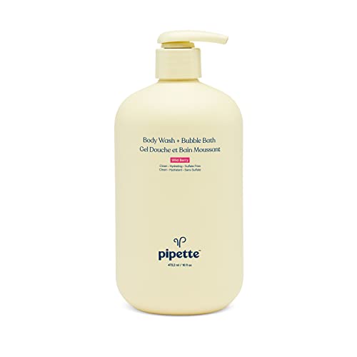 Pipette Bubble Bath + Body Wash - Nourishing and Skin Softening Tear Free Bubbles Fun, Suitable for Sensitive Skin, Calming Lavender Scented, 16 fl oz