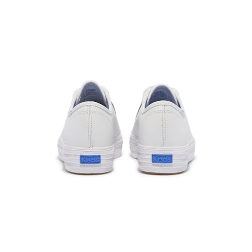 Keds Women's Triple Kick Leather Sneaker, White/Black Bottom Foxing Stripe, 9