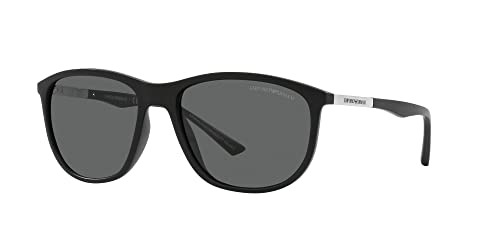 Emporio Armani Men's EA4201 Square Sunglasses, Matte Black/Dark Grey, 58 mm