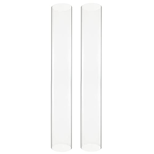 CYS EXCEL 2 PCS (H:13.75" D:2") Open Ended Clear Glass Hurricane Candleholder Tube Lamp Shade Open Flame Candlestick Holder Chimney Tube Cover Bottomless Cylinder