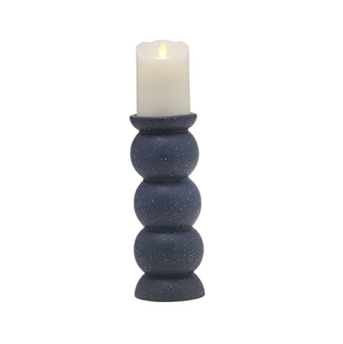 Elements Sphere Shaped Ceramic Candle Holder, 10 Inch, Blue