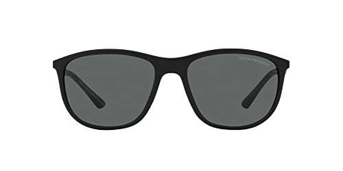 Emporio Armani Men's EA4201 Square Sunglasses, Matte Black/Dark Grey, 58 mm