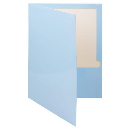 JAM PAPER Laminated Two Pocket Glossy School Folders - Letter Size - High Gloss White - 6/Pack