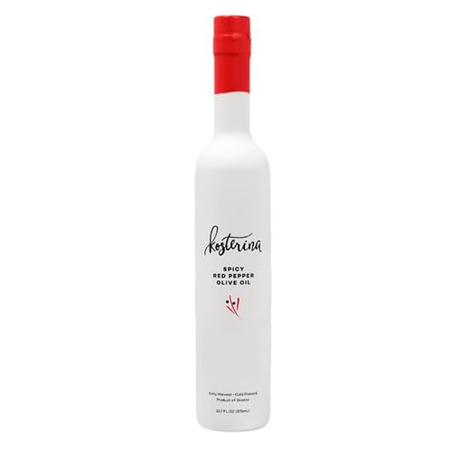 Spicy Red Pepper Olive Oil, Cold-Pressed EVOO, Made from 100% Pure Early Harvested Koroneiki Olives, Authentic Mediterranean Flavors, Incredible Superfood, Smooth & Fresh Taste (12.7 oz)