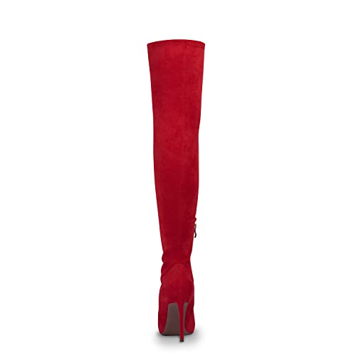GENSHUO Over the Knee Boots for Women with Heel Suede Thigh High Boots Stretch Sexy Pointed Toe Stiletto Long Boot Shoes Black Size 6
