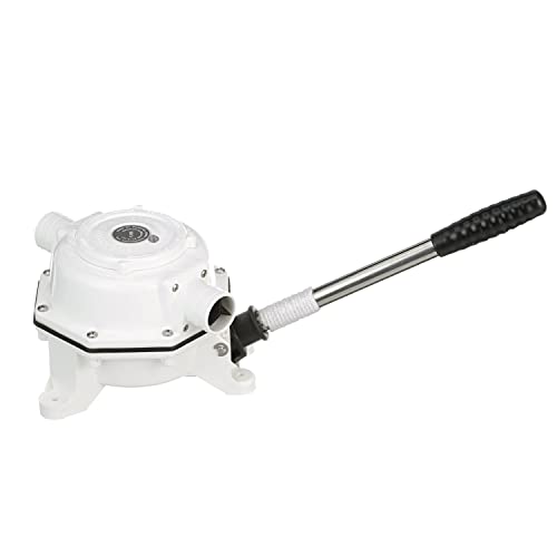 Whale BP0535 Mark V Manual Sanitation Pump, 1 ½-Inch Hose Connections, Maximum of 17.5 GPM (70 Strokes Per Minute) - Thru Deck Discharge, White