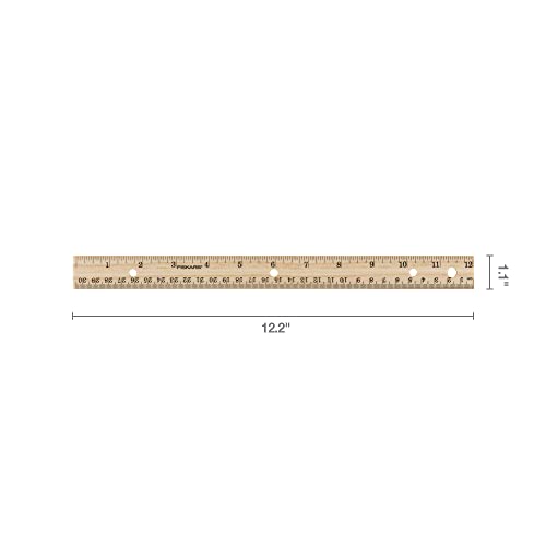 Fiskars Wood Ruler - 12" Straight Edge Ruler for Kids - Back to School Supplies for Students
