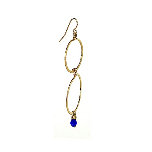 Colorful Beaded Dangle Fashion Earrings (Double Hoop Green)