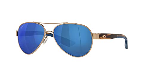 Costa Del Mar Womens Loreto Aviator Sunglasses, Golden Pearl/Polarized Blue Mirrored 580P, 56 mm