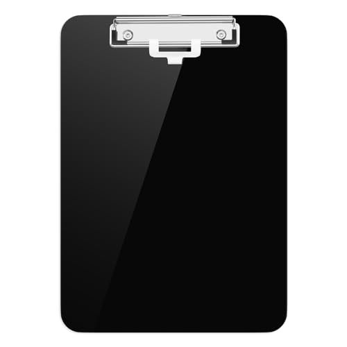 Hongri Plastic Clipboard with Pen Holder, Black 8.5x11 Letter Size Clip Board for Classroom, Office, Students, Nurses and Women, Low Profile Clip, Size 12.5 x 9 in