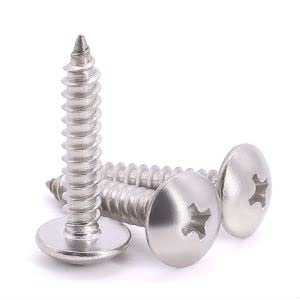 #10 x 1-3/8 (50 pcs) Truss Head Wood Screws, Self Tapping Screws, 304 Stainless Steel 18/8, Mushroom Head, JISB1122T