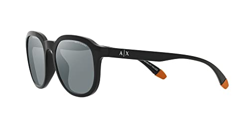 A|X ARMANI EXCHANGE Men's AX4129SU Universal Fit Square Sunglasses, Shiny Black/Grey Mirrored Black, 54 mm