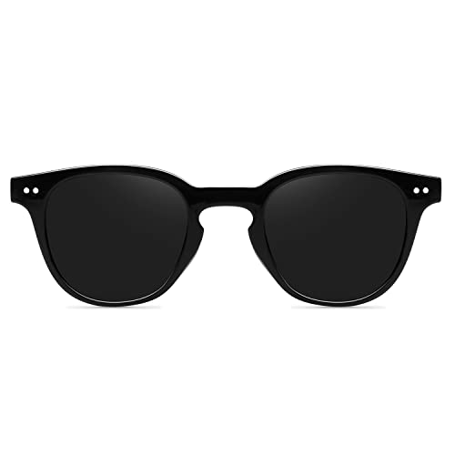 MEETSUN Vintage Round Polarized Sunglasses for Women Classic Small Retro Shades UV400 Protection Clear Frame-Pink Mirror Lens
