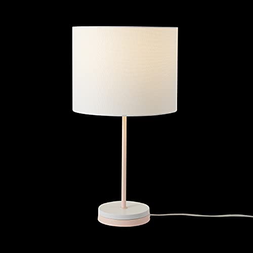 Globe Electric 67531 Lila 19" Table Lamp, Blush Pink, Matte White Accents, White Linen Shade, On Off Switch on Socket