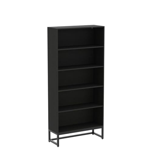 Tribesigns Tall Bookcase Black Bookshelf, 70.8” Large Bookcases Organizer with LED Lights, Heavy Duty Free-Standing Library Bookshelf with 5-Tier Storage Shelves for Living Room, Bedroom (Black)