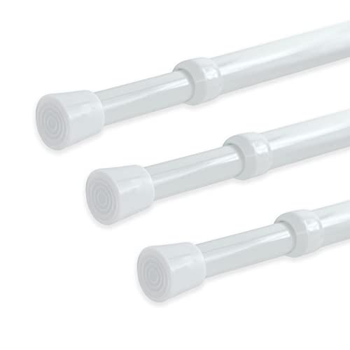 YYWL&HP 3 Pack Spring Tension Telescopic Rod Curtain Rods Adjustable Eextension Telescopic Rod, Suitable for Closet, Window, Kitchen, Bathroom, Cabinet, Wardrobe (41.1"-70.9" 3PCS WHITE)