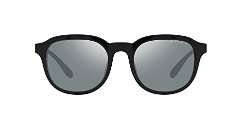 A|X ARMANI EXCHANGE Men's AX4129SU Universal Fit Square Sunglasses, Shiny Black/Grey Mirrored Black, 54 mm