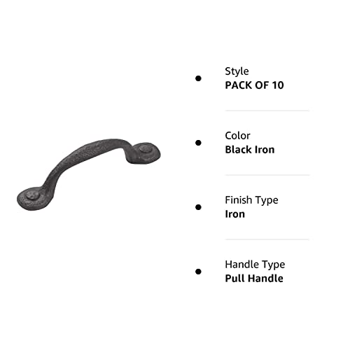 Hickory Hardware 1 Pack Solid Core Kitchen Cabinet Pulls, Luxury Cabinet Handles, Hardware for Doors & Dresser Drawers, 12 Inch Hole Center, Black Iron, Refined Rustic Collection