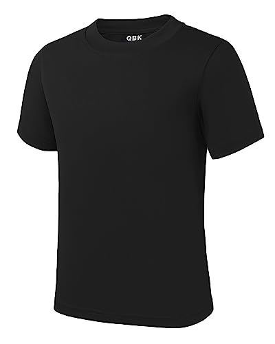 QBK 4T to Youth Neon Shirt Kids UPF 50+ Dry Fit Athletic Short Sleeve T Shirts for Boys and Girls (Pink 3T)