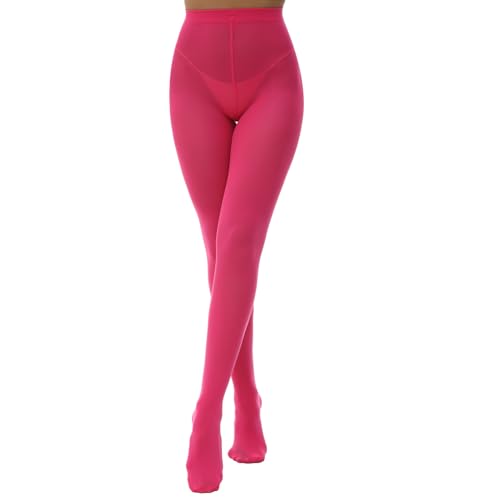 MANZI Microfibre Tights for Women, Semi Opaque Solid Colored Footed Pantyhose 70 Denier(Pink M/L)