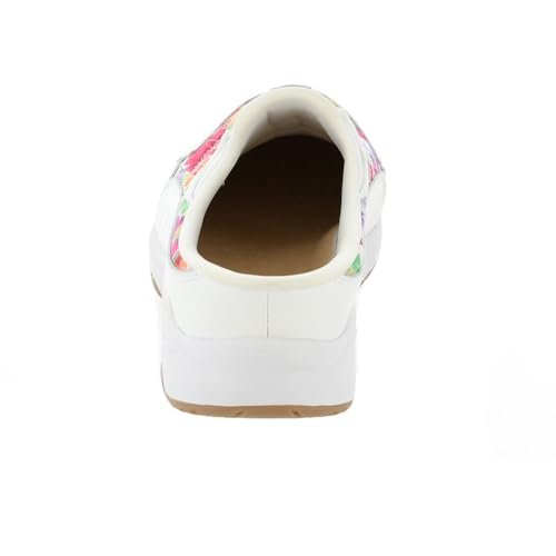 Easy Spirit Women's Traveltime703 Mule, White-Bloom-Multi, 8.5