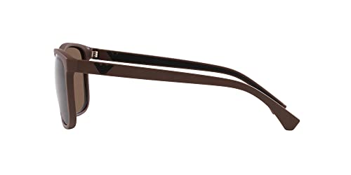 Emporio Armani Men's EA4129 Square Sunglasses, Matte Brown/Dark Brown, 56 mm