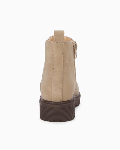 Coutgo Girls Kids Lug Sole Ankle Boots Side Zip Chunky Low Heel Slip On Winter Casual Chelsea Booties Shoes
