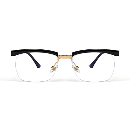 FEISEDY Retro Semi-Rimless Blue Light Blocking Glasses for Men Women Vintage Half Glasses Frame Horn Rimmed Eyeglasses B2883