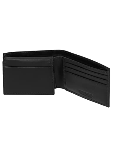 Steve Madden Men's Leather Wallet Extra Capacity Attached Flip Pockets, Black (Glove), One Size