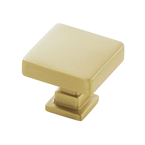 Belwith-Keeler Brighton Collection Knob 1-1/4 Inch Square Brushed Golden Brass Finish