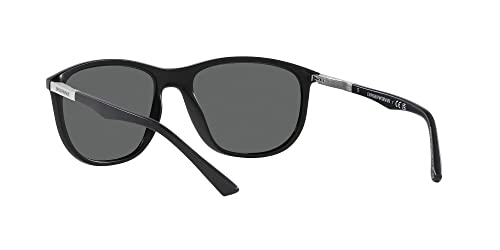 Emporio Armani Men's EA4201 Square Sunglasses, Matte Black/Dark Grey, 58 mm