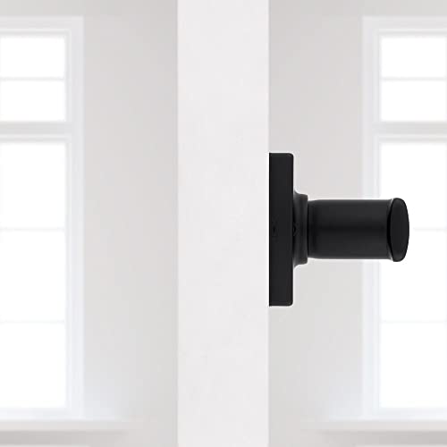 Kwikset Breton Interior Privacy Door Handle with Lock, Door Lever For Bathroom and Bedroom, Matte Black Reversible Keyless Turn Lock, with Microban Protection