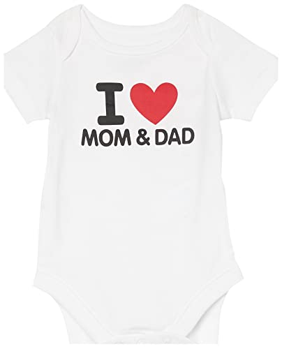 The Children's Place Baby Single Short Sleeve 100% Cotton Bodysuits, I Heart Mom and Dad, 3-6 Months