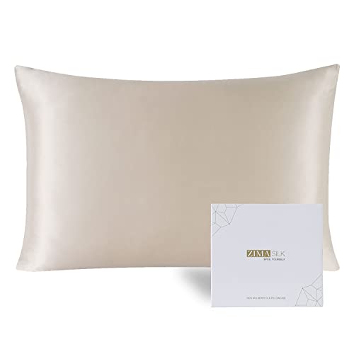 ZIMASILK Upgraded 100% Pure Mulberry Silk Pillowcase for Hair and Skin Silk Pillow Cases with Reinforced Hidden Zipper, More Soft & Durable Highest Grade 6A Silk, Gift Box 1Pc (King 20"x36", Pewter)