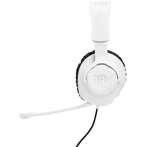JBL Quantum 100P - Wired Over-Ear Gaming Headset with a Detachable mic, QuantumSOUND Signature, Memory Foam Comfort, Compatible with Windows Sonic Surround Sound (White)