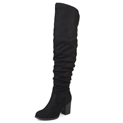 Journee Collection Womens Kaison Wide Calf Stacked Heel Over The Knee Boots - Wide Calf Grey - 9.5