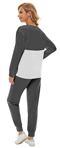 Fengbay Two Piece Outfits for women,Long Sleeve Crewneck Pullover Tops And Pants Sweatsuits Lounge Set with Pockets